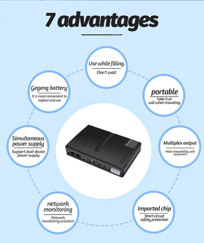 Mini DC UPS Power Backup for Wi-Fi Router & Modem - 5V/9V/12V Compatible