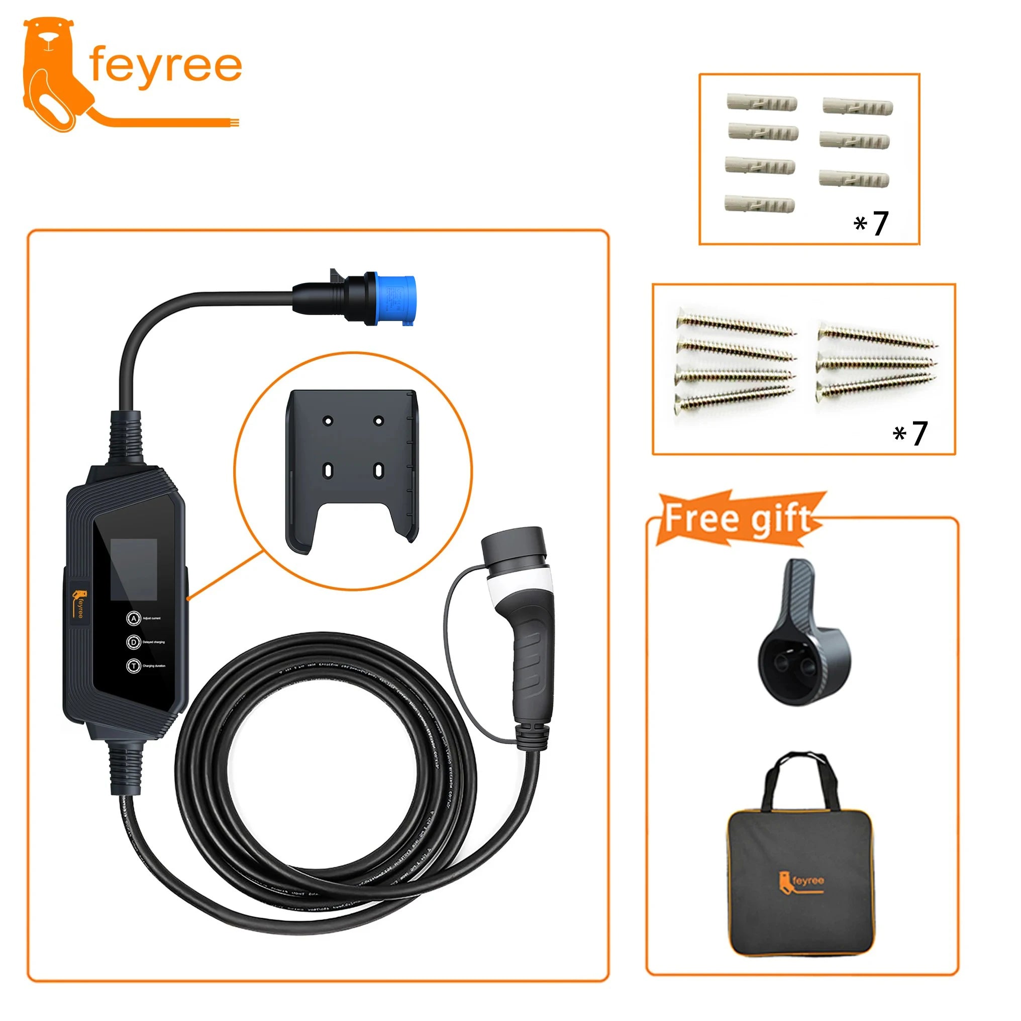 7KW Portable EV Charger Type 2 - 32A Fast Electric Car Charging Station - 19