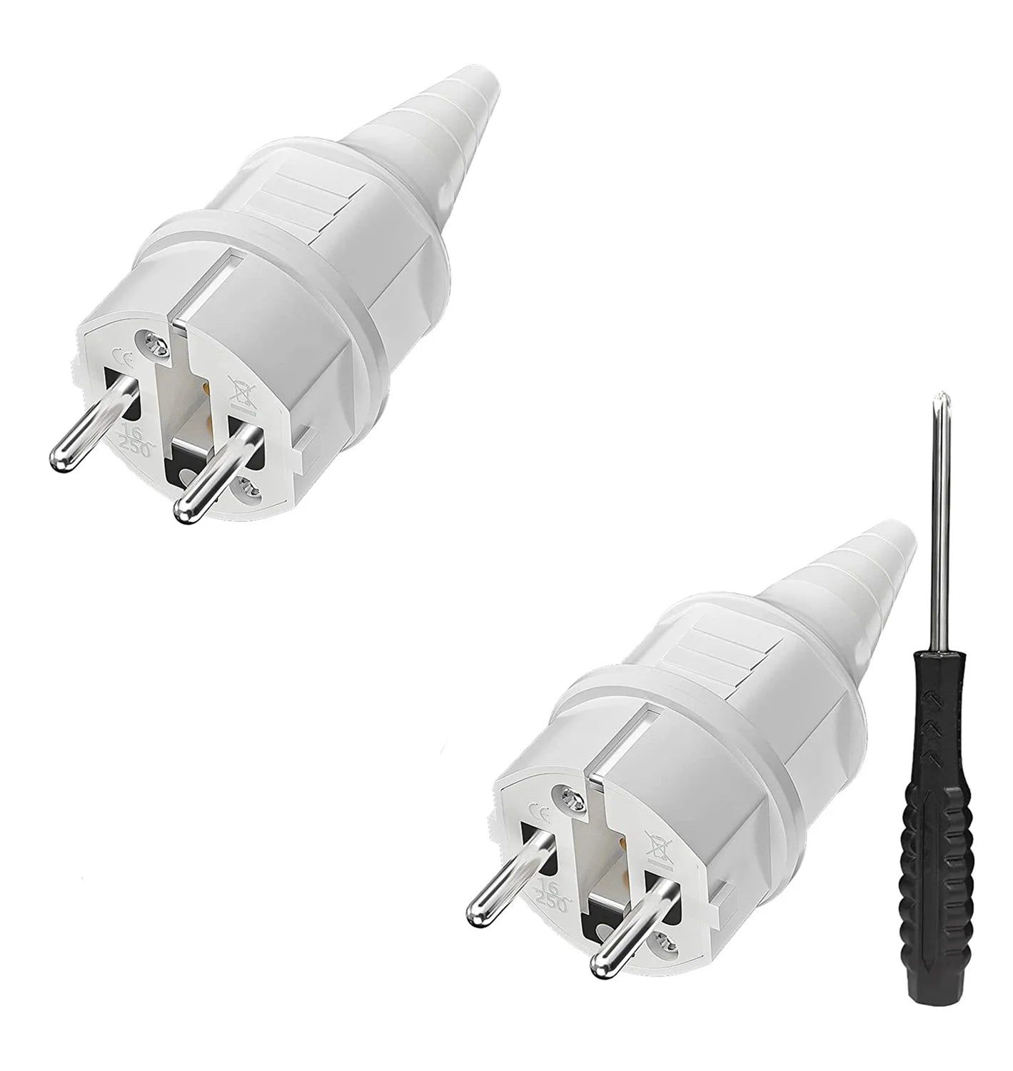 IP44 Waterproof Schuko Plug - Heavy Duty 16A 250V Rewireable EU Power Connector