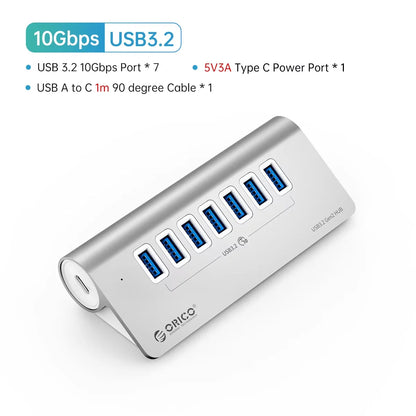 7-Port Powered USB 3.2 Hub with Fast Charging for Laptop & PC