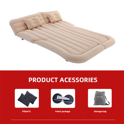 Universal Inflatable Car Air Mattress - Travel Bed & Portable Camping Mat with Pillows