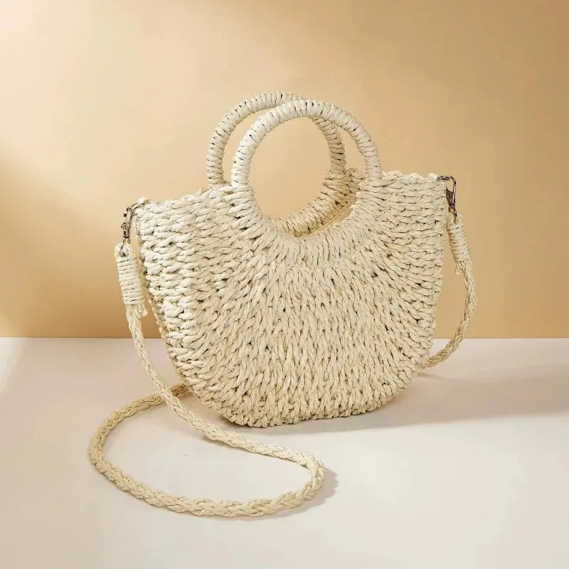 Luxury Half-Moon Straw Bag
