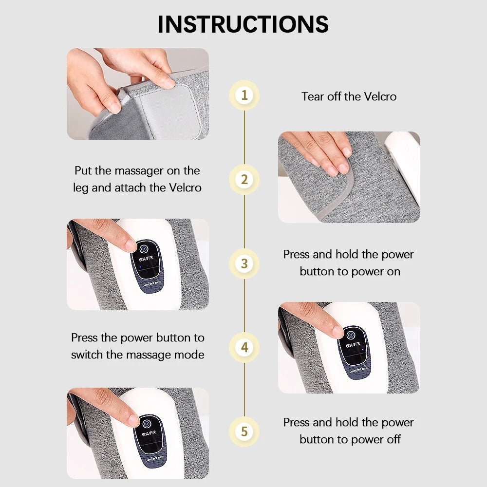 Wireless 360° Air Compression Calf Massager - Electric Leg Recovery Wrap - 6
