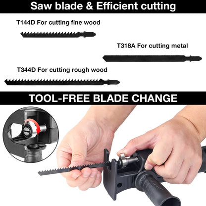 Drill to Reciprocating Saw Adapter - Electric Drill Attachment Tool with Blades