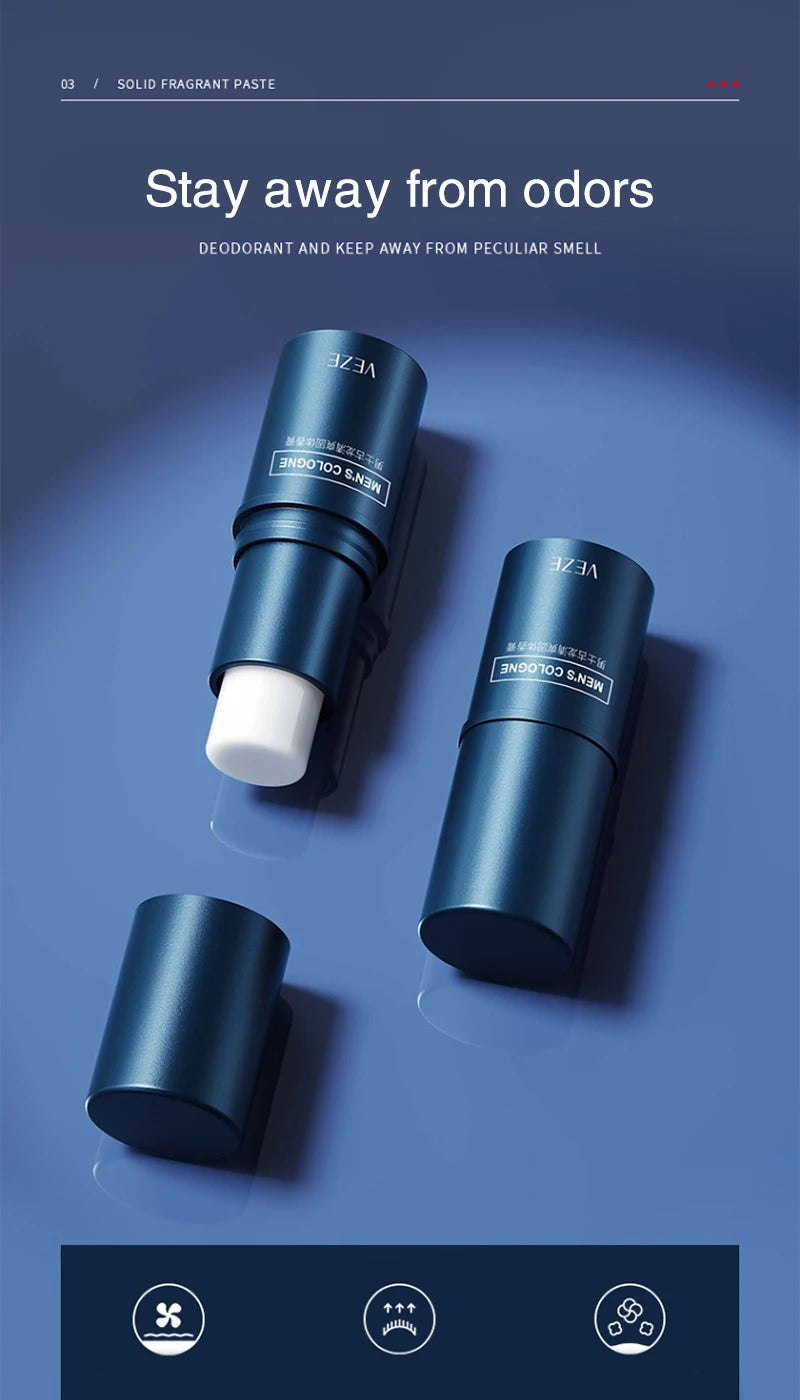 Solid Cologne Stick for Men - Portable Long-Lasting Fresh Scent