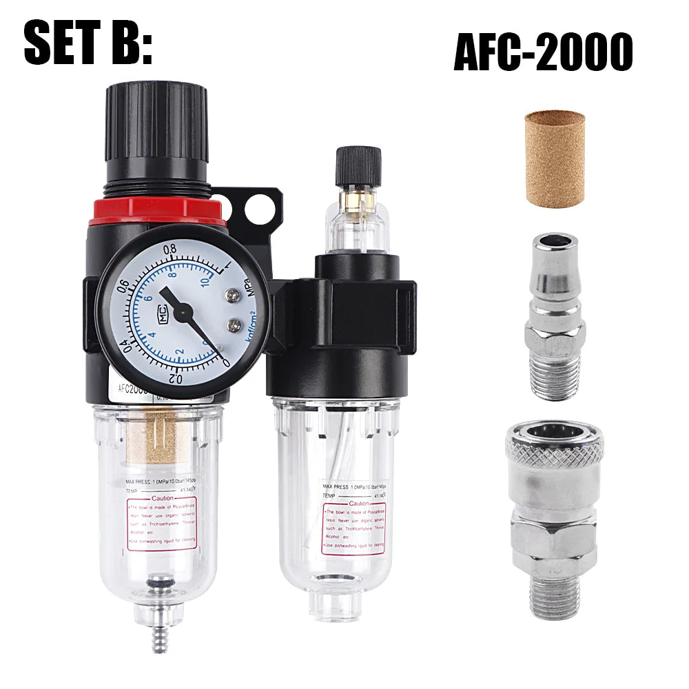 G1/4 Air Compressor Water Oil Separator - Filter Pressure Regulator & Lubricator