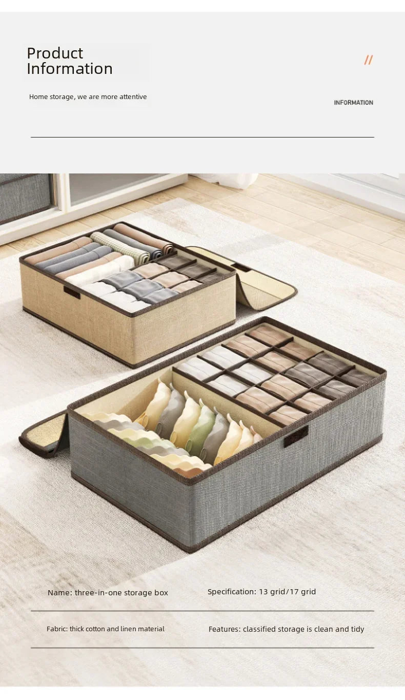 Foldable 3-in-1 Drawer Organizer for Underwear & Socks