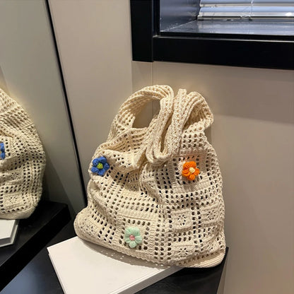 Luxury Flower Knitted Tote