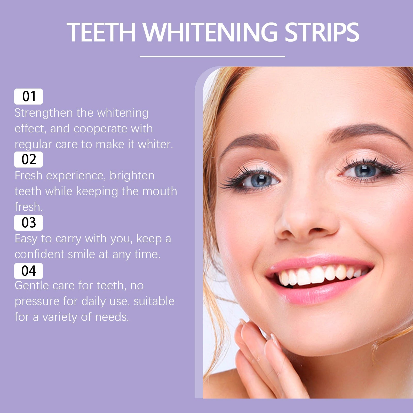 Professional Teeth Whitening Strips - Peroxide-Free Gentle Stain Removal - 10