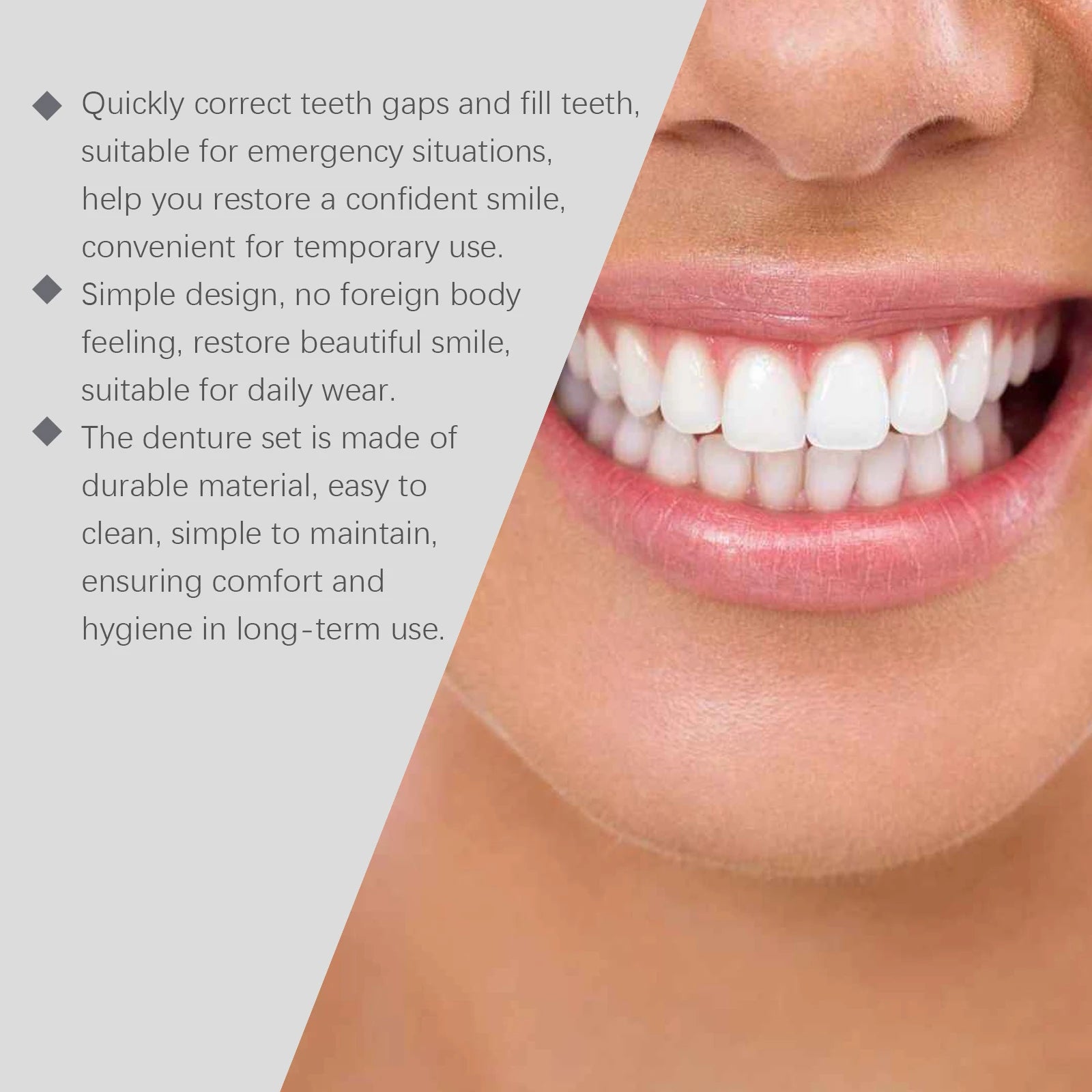Temporary Silicone Dental Veneers - Custom Fit Comfortable False Teeth Set - 13