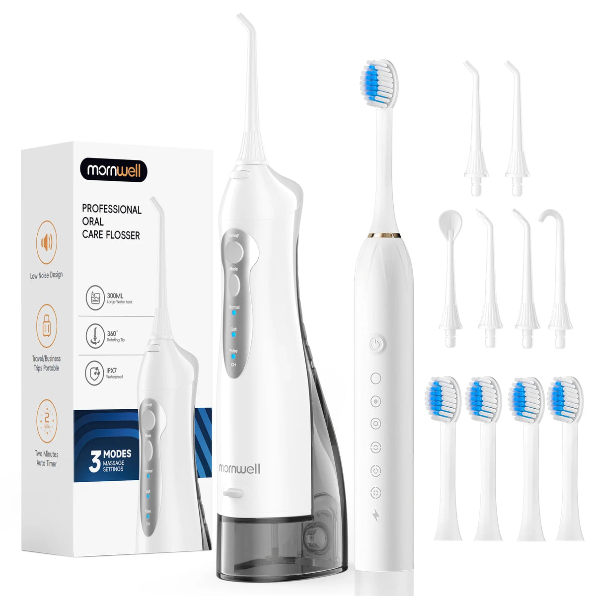 Portable Water Flosser and Sonic Electric Toothbrush Combo Set