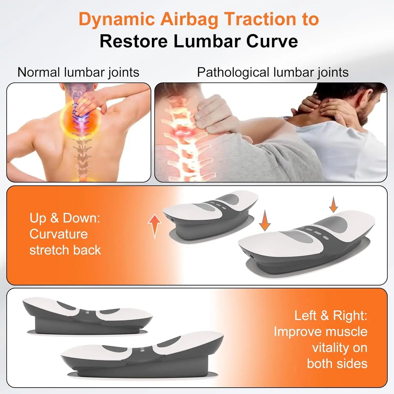 Electric Lumbar Traction Massager – Heated Back Stretcher & Spine Support Device - 3