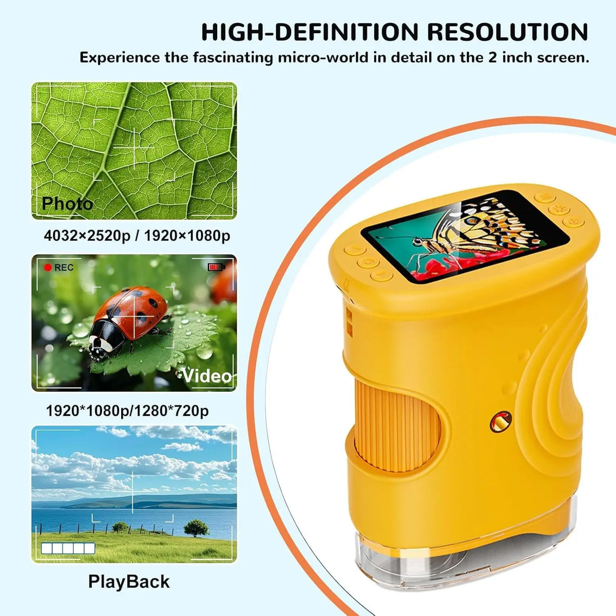 Portable Handheld Digital Microscope for Kids with HD IPS Screen