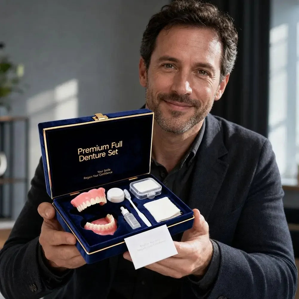 Instant Smile Temporary Denture Set - Natural-Looking Upper & Lower Cosmetic Teeth