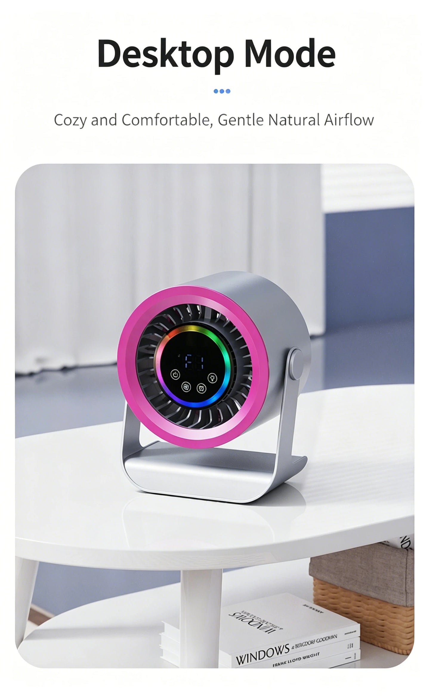 100-Speed Silent Desktop & Wall Mount Fan - 3600mAh Digital Display