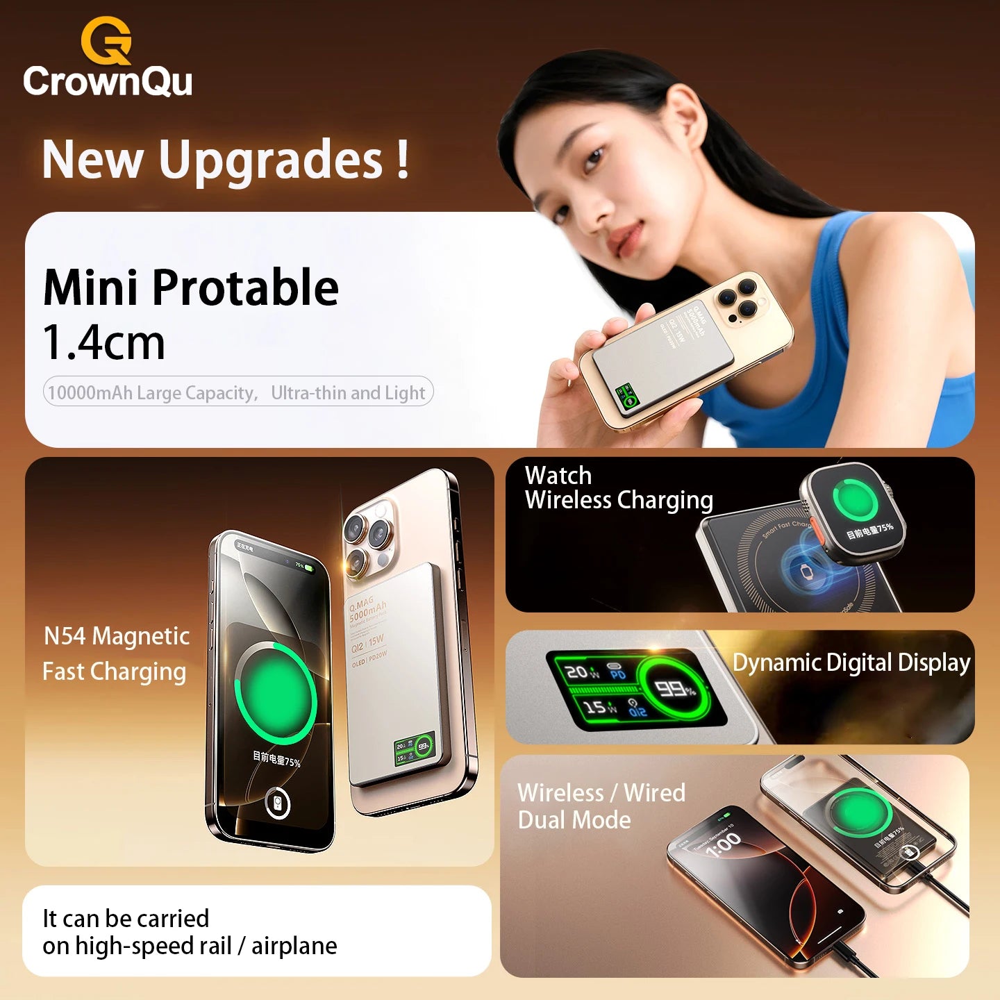 Magnetic 3-in-1 Wireless Power Bank 10000mAh Fast Charging for iPhone - 3