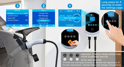 Smart EV Home Charging Station 7.6KW-22KW with WiFi App & RFID Control