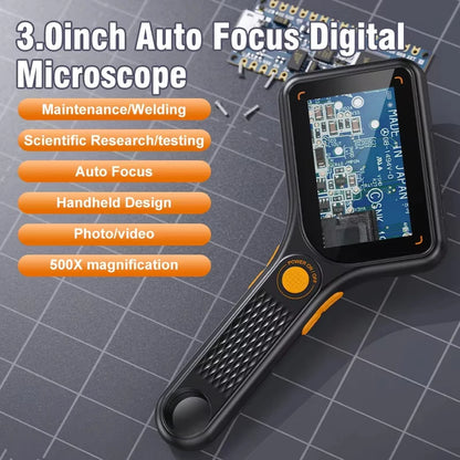 Handheld Digital Microscope 500X Autofocus with 3" IPS Screen