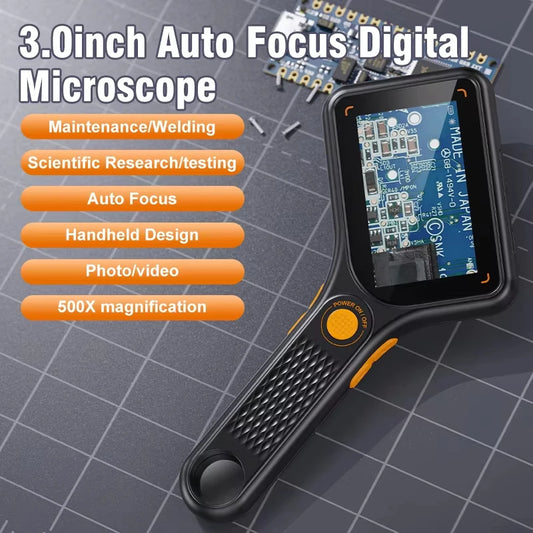 Handheld Digital Microscope 500X Autofocus with 3" IPS Screen