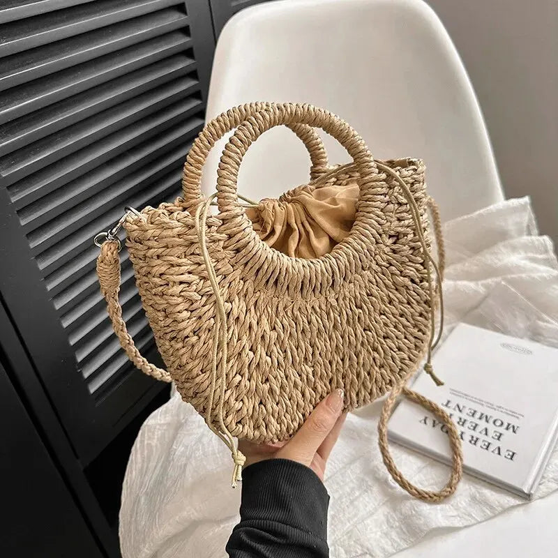 Luxury Half-Moon Straw Bag