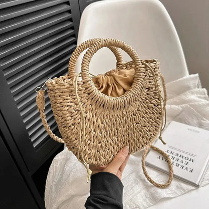 Luxury Half-Moon Straw Bag