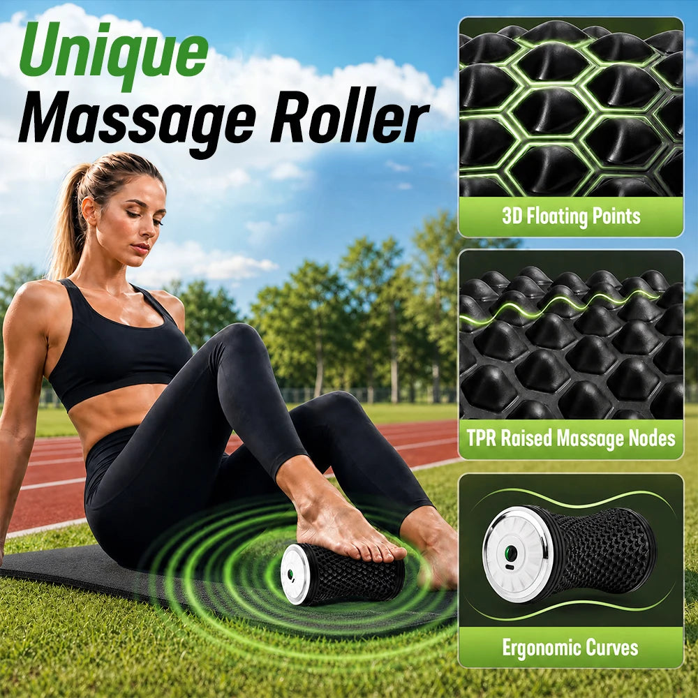 Electric Vibrating Foam Roller for Deep Tissue Muscle Recovery & Pain Relief