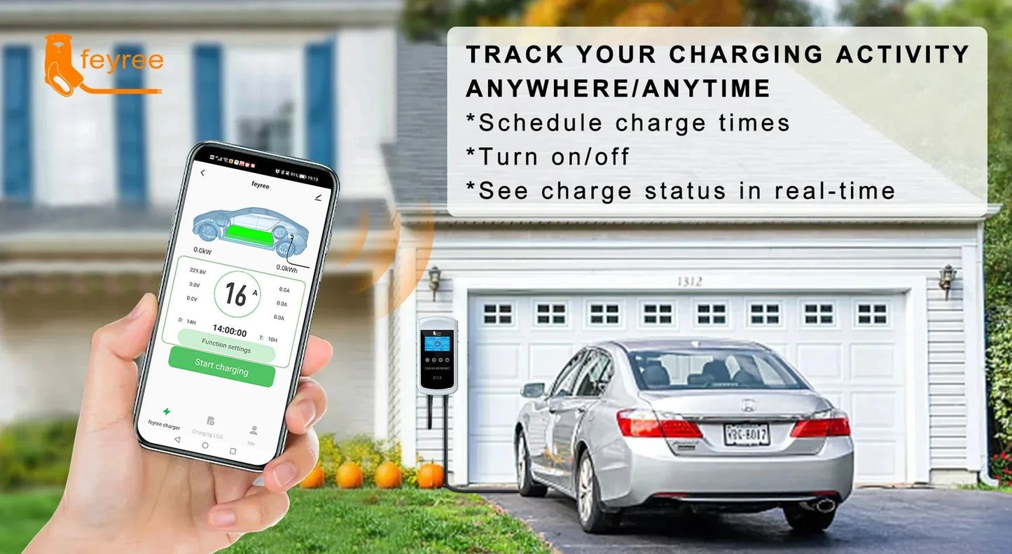 Smart EV Charging Station: Type 2 Wallbox with WiFi, App & LED Display