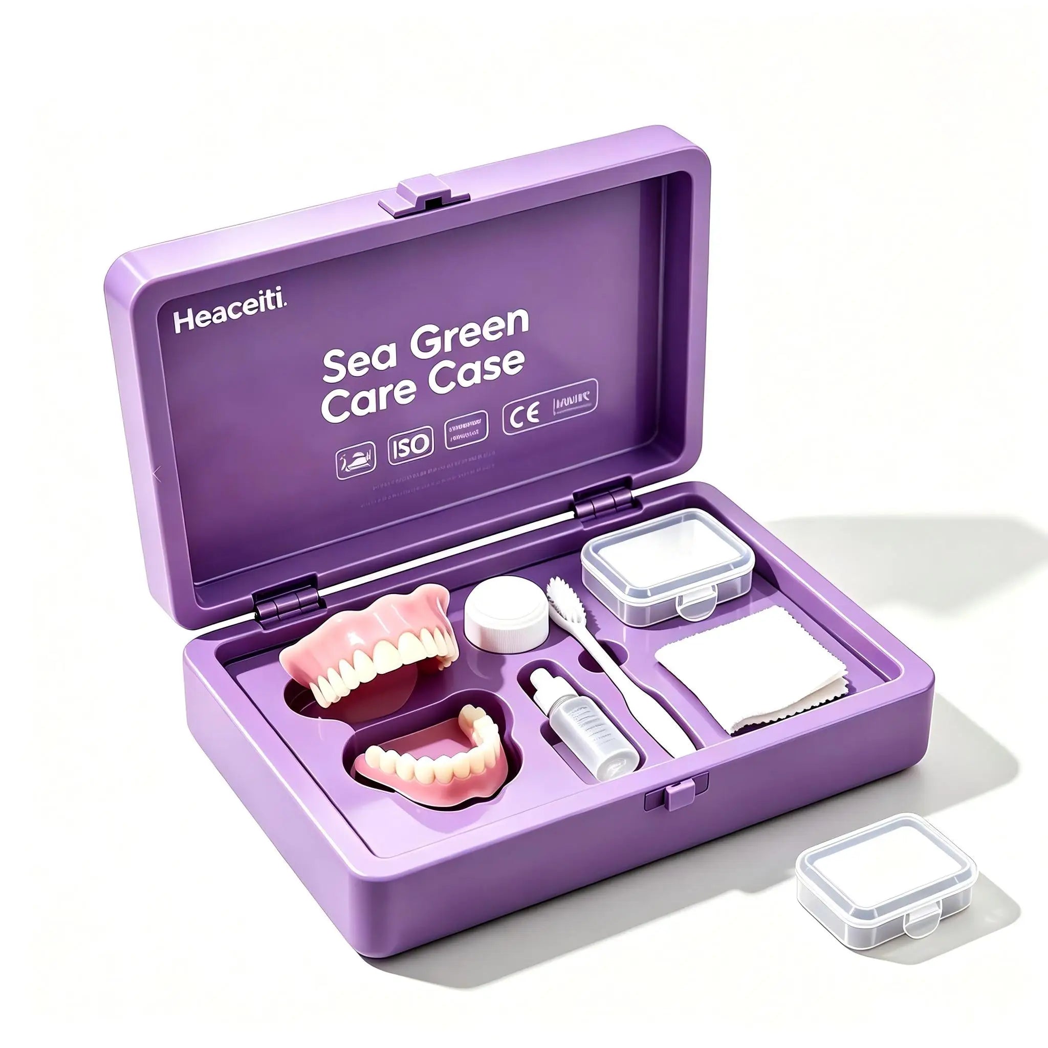 Natural Cosmetic Denture Set with Cleaning & Storage Case - 4