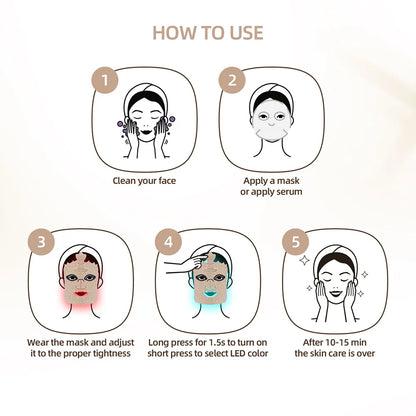 Wireless 7-Color LED Light Therapy Silicone Face Mask for Skin Care