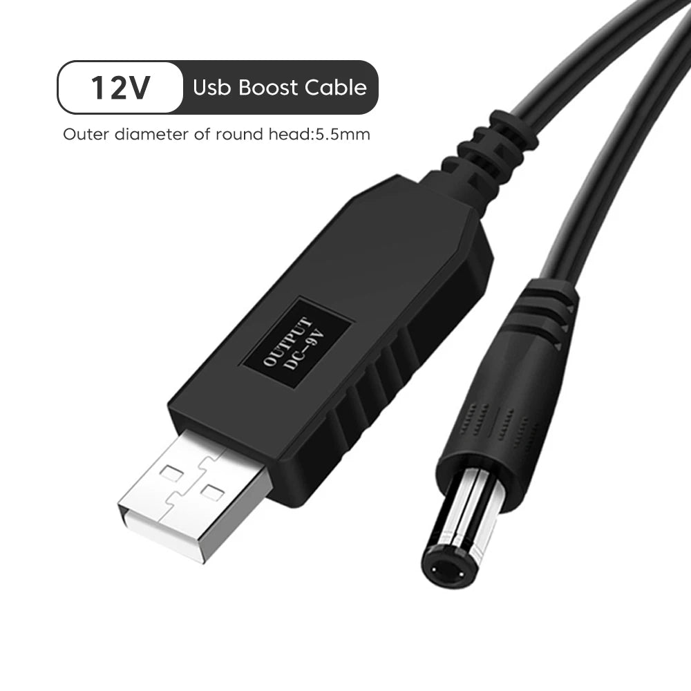 USB to 12V DC Power Boost Cable for WiFi Routers, Modems & Fans