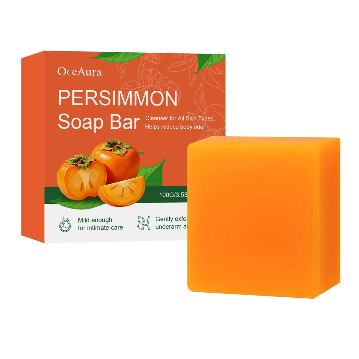 Natural Persimmon Soap Bar for Body Odor Control & Deep Exfoliating Skin Care