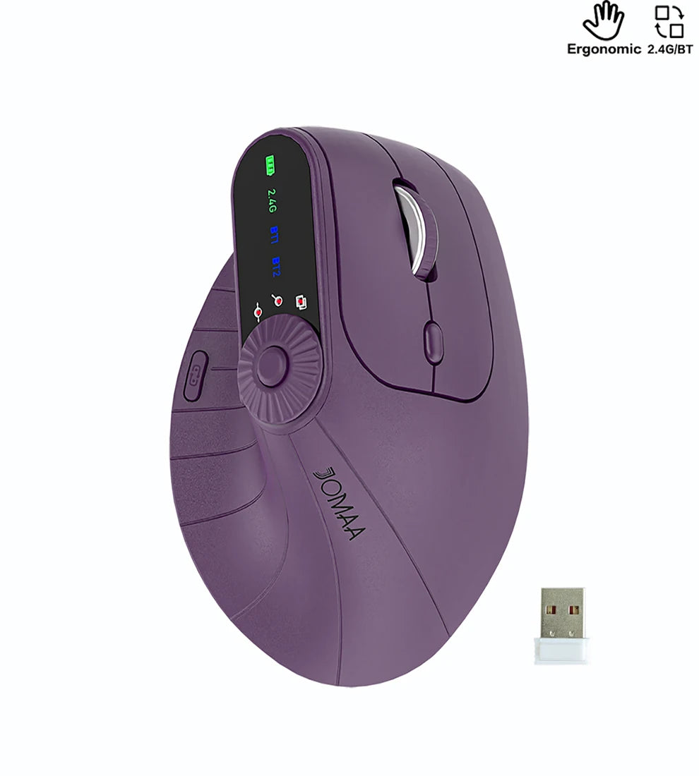 Ergonomic Wireless Vertical Mouse with Knob & Multi-Device Bluetooth