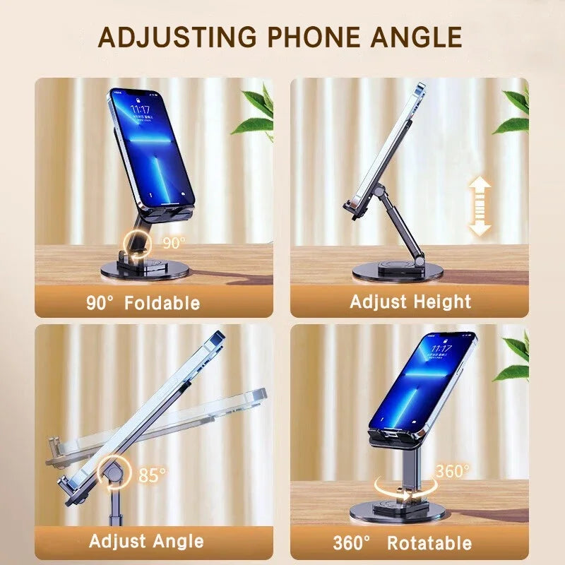 Foldable 360° Rotating Desktop Phone Stand - Universal Adjustable Holder - 6
