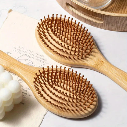 Natural Bamboo Paddle Hair Brush - Anti-Static Scalp Massage & Detangling