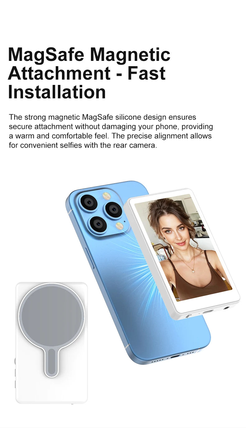 Magnetic Phone Monitor: HD Wireless External Screen for Selfie & Vlogging