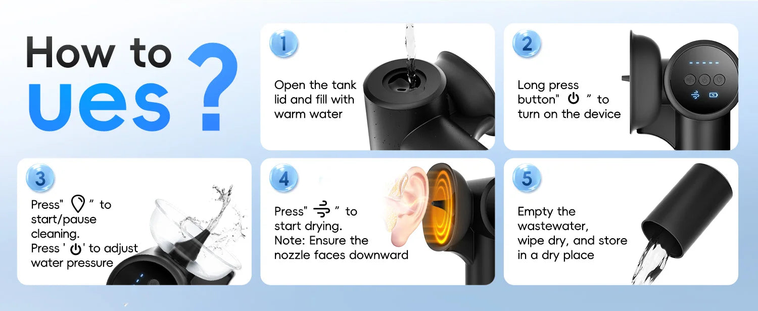 Electric Ear Wax Removal Tool with Irrigation & Drying System - 16