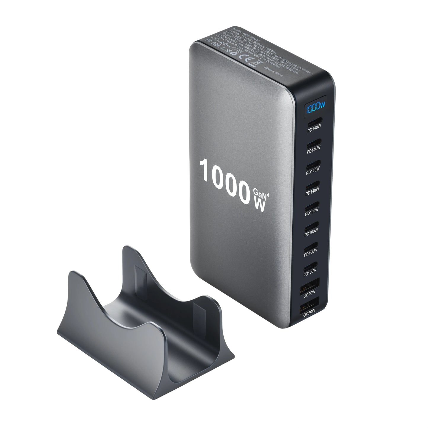 155W GaN Desktop Charger, 10-Port USB-C PD Fast Charging Station