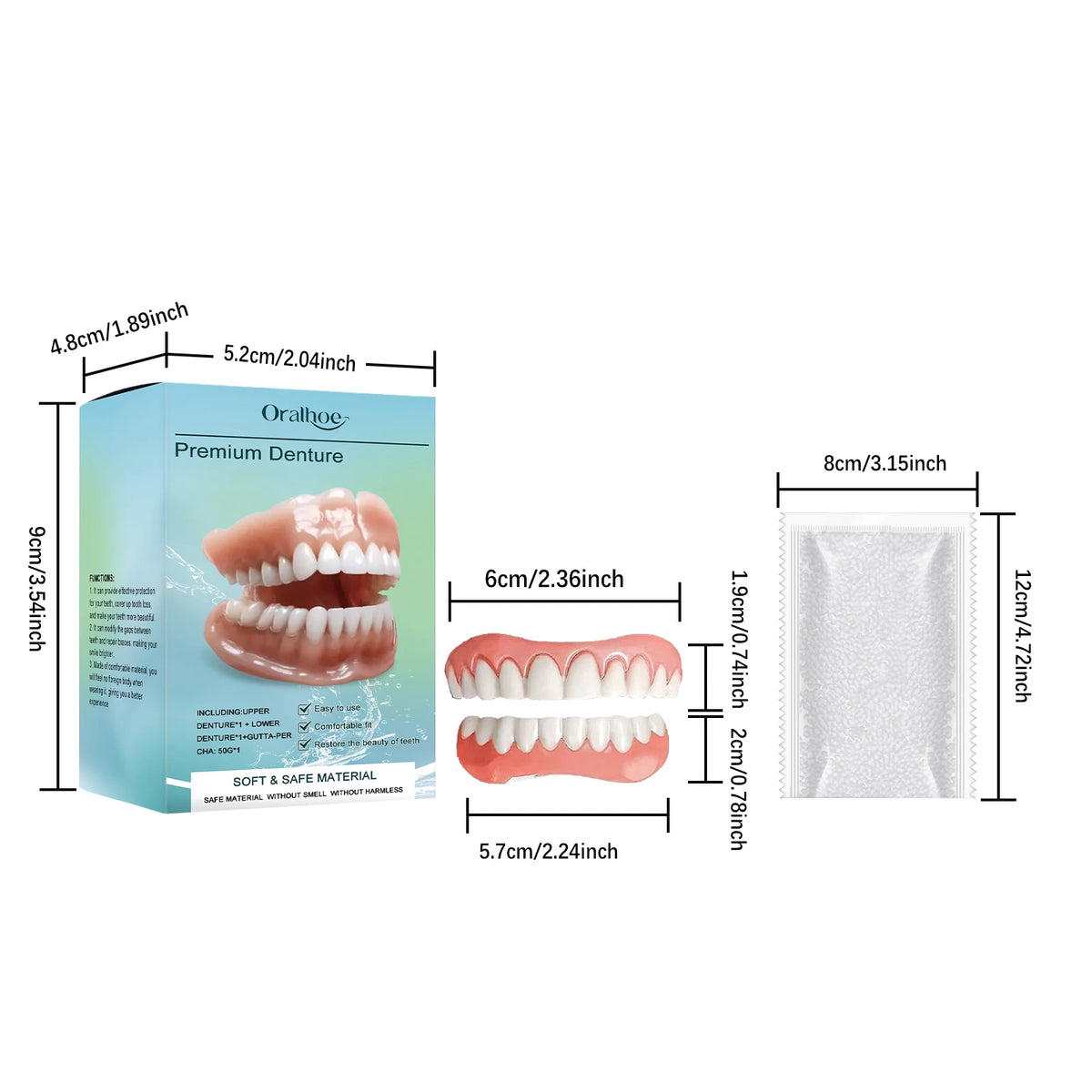 Temporary Silicone Dental Veneers - Custom Fit Comfortable False Teeth Set