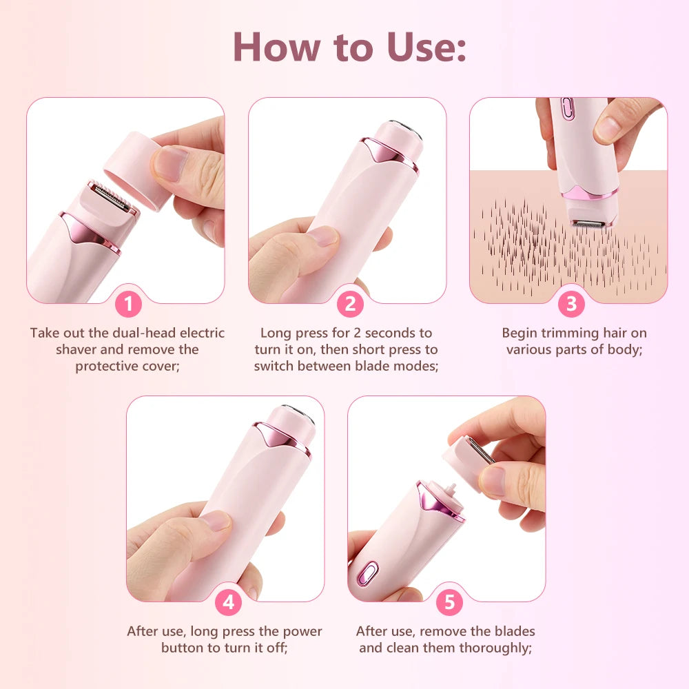 2-in-1 Dual-Head Electric Women’s Hair Trimmer & Shaver for Sensitive Skin - 13