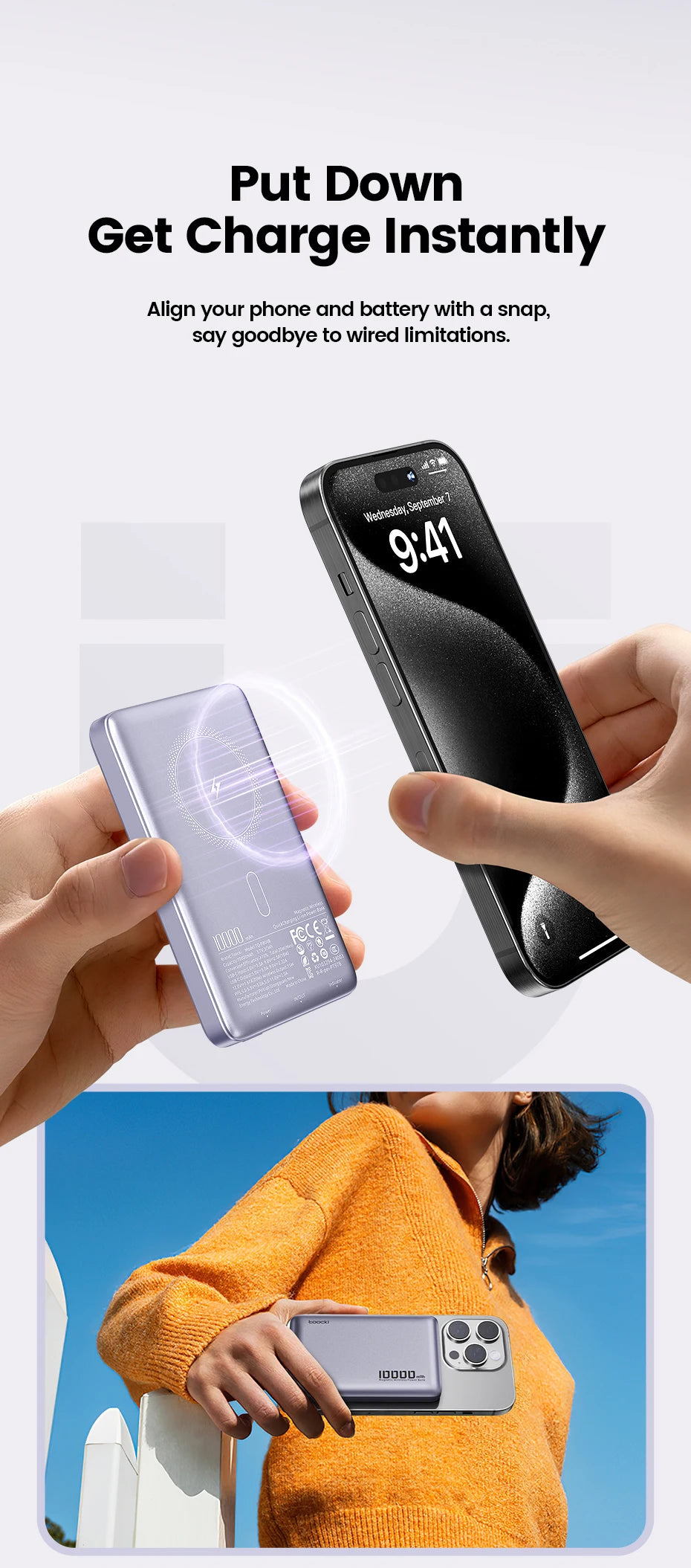 Magnetic Wireless Power Bank 10000mAh 20W Fast Charger for iPhone