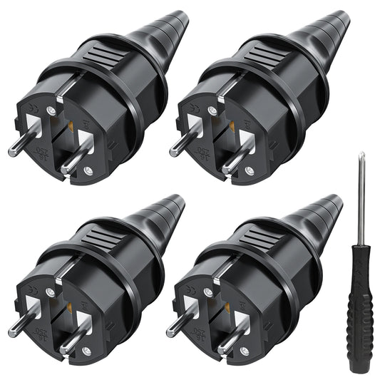 IP44 Waterproof Schuko Plug - Heavy Duty 16A 250V Rewireable EU Power Connector
