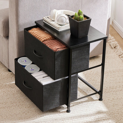Modern 2-Drawer Nightstand with Fabric Storage Drawers – Bedroom Side Table