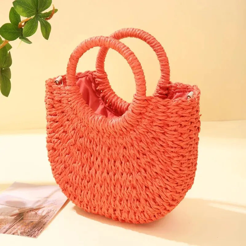Luxury Half-Moon Straw Bag