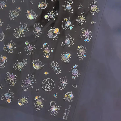 3D Christmas Nail Art Stickers - Festive Snowman & Snowflake Manicure Decals