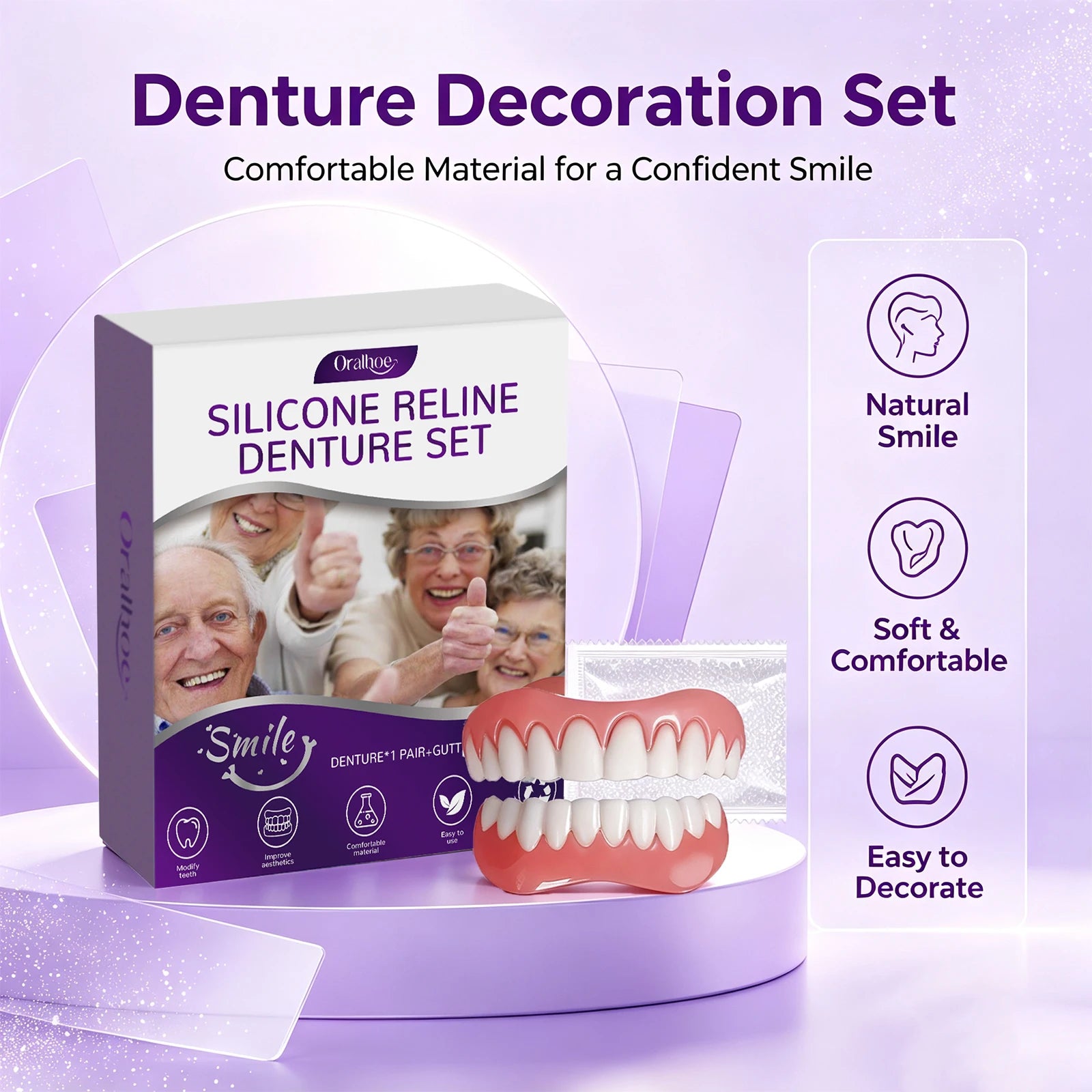 Cosmetic Silicone Denture Set for Instant Smile Transformation and Comfort - 6