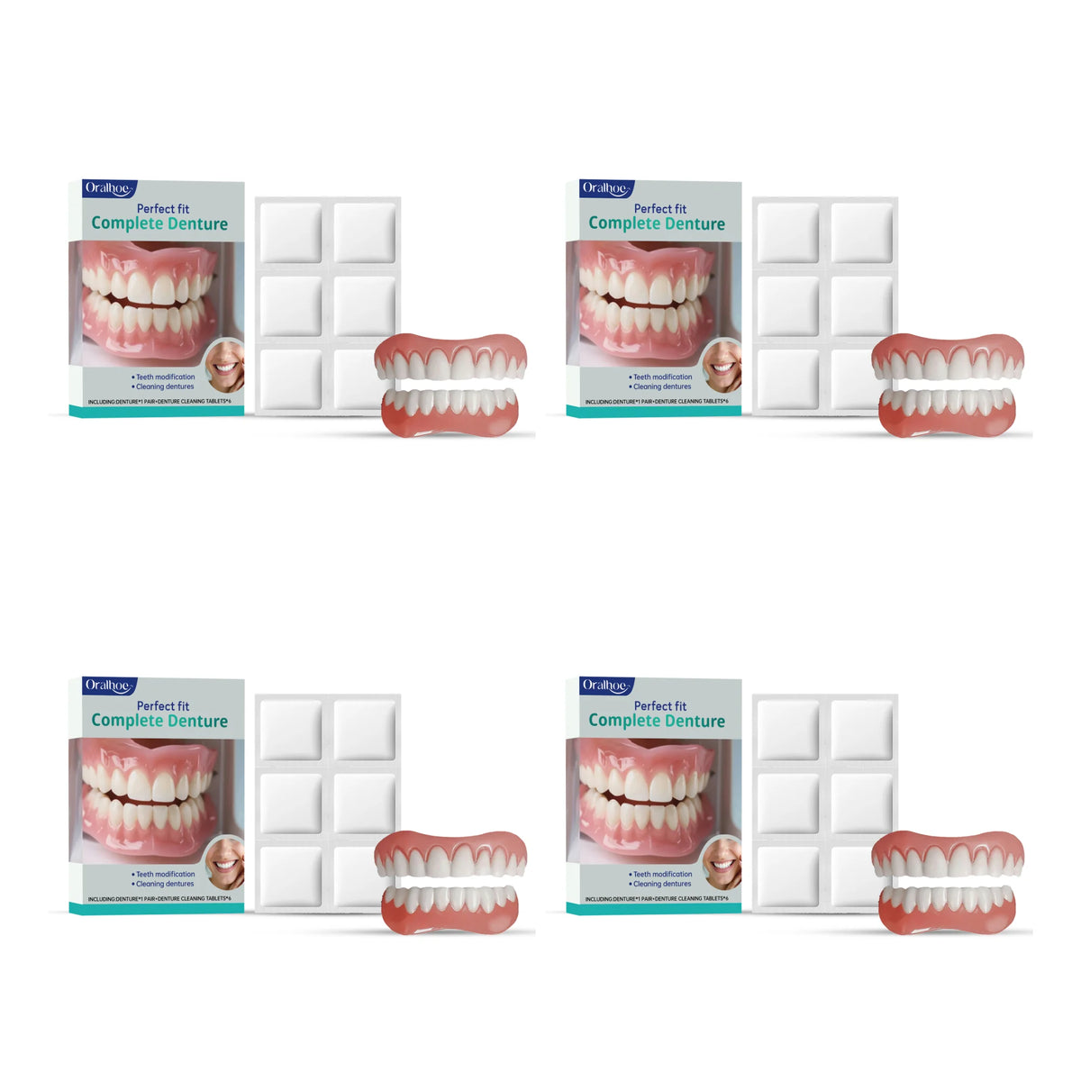 Cosmetic Temporary Denture Kit - Realistic Upper & Lower Smile Veneer