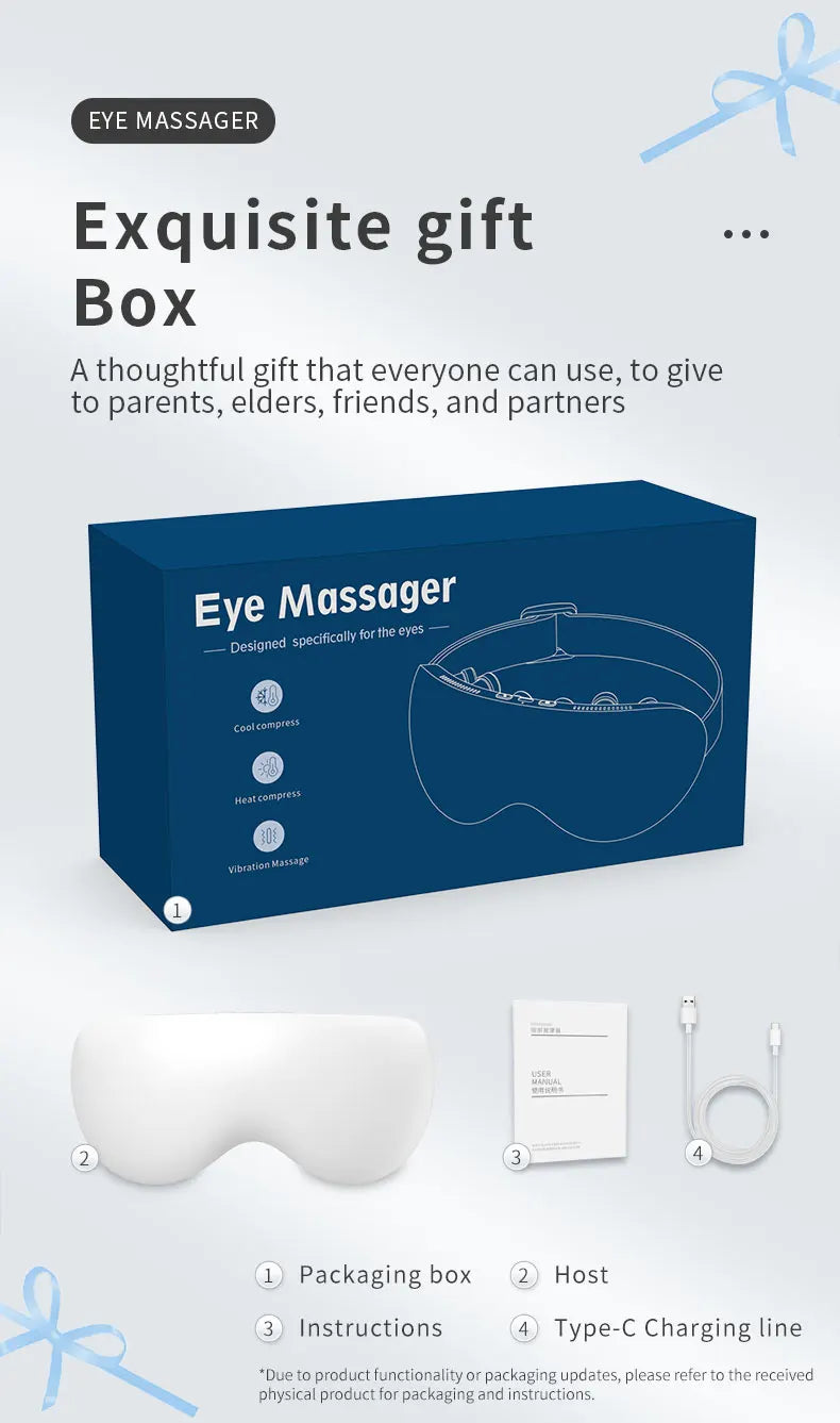 Smart Eye Massager with Cooling & Vibration for Eye Strain and Puffiness Relief