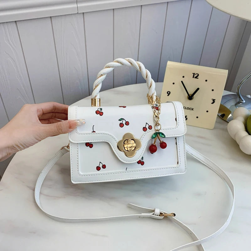 Luxury Cherry Print Square Bag