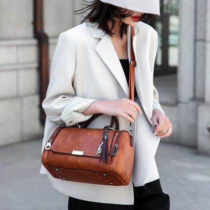 Luxury Tassel Boston Shoulder Bag