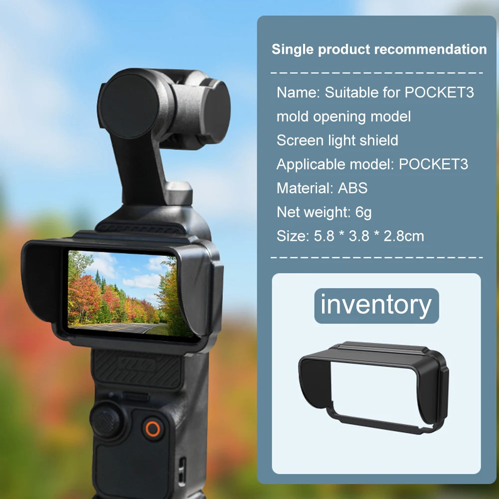 Sun Shade for DJI Osmo Pocket 3 - Anti-Glare Screen Hood & Light Shield - 16